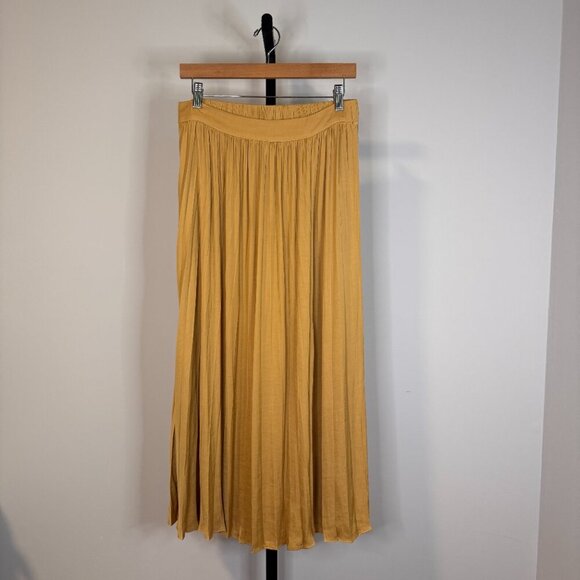 Joie Yellow Pleated Midi Skirt - Size M - Picture 1 of 3